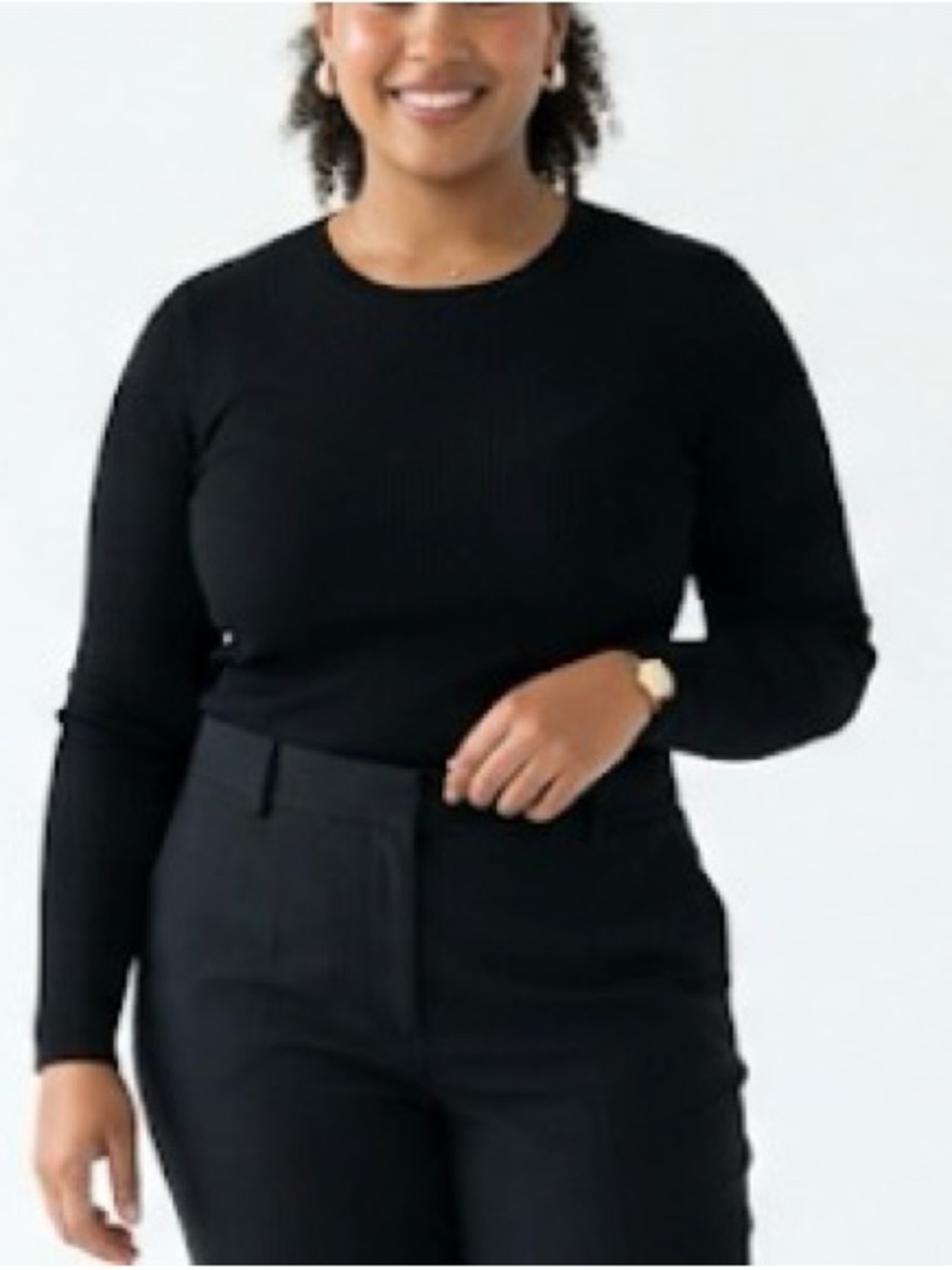 Lafayette 148 Black 2X Cotton Spandex Long Sleeve Top Shirt Stretch Quiet Luxury